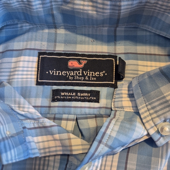 Vibeyard Vines boys size Medium 10/12 Whale shirt, long sleeve, plaid, VGUC - Picture 2 of 6